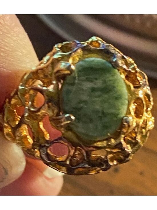 Vintage Connemara Marble Ring (Size 8) | Marked 14K RGP | Authentic Irish Herita - Picture 2 of 13